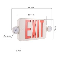 Gruenlich Led Combo Emergency Exit Sign With 2 Adjustable Head Lights And Double Face, Back Up Batteries- Us Standard Red Letter Emergency Exit Lighting, Ul 924 Qualified, 120-277 Voltage, 4-Pack