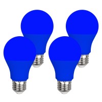 Greenic Blue Light Bulb 9W (60 Watt Equivalent), 120V E26 Base A19 Blue Led Lights For Porch, Bedroom, Holiday, Party, Halloween, Police Support, Christmas, Home (4 Pack)