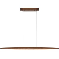 Yisdesign Wood Linear Pendant Hanging Light Fixture Minimalist Light Linear Chandelier Wood Kitchen Island Lighting 40W Dimmable For Dining Room Dining Table Living Room Pool Table Walnut Color