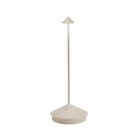 Zafferano Pina Pro Led Table Lamp (Color: Sand) In Aluminum, Ip54 Protection, Indooroutdoor Use, Contact Charging Base, H29Cm, Usa Plug