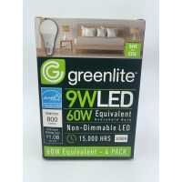 Greenlite 4 Pack 9W Led 60W Equivalent, Non-Dimmable Light Bulb