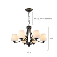 Puzuoer Antique Chandelier White Glass Uplighter Metal Ceiling Lights E27 Sputnik Lighting Ceiling For Living Room Dining Room Bedroom,6Heads-Warmlight