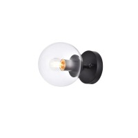 Mimi Six Inch Dual Flush Mount And Bath Sconce In Black With Clear Glass