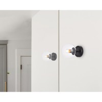 Mimi Six Inch Dual Flush Mount And Bath Sconce In Black With Clear Glass