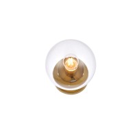 Mimi Six Inch Dual Flush Mount And Bath Sconce In Brass With Clear Glass