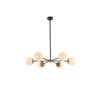 Briggs 36 Inch Pendant In Black And Brass With White Shade