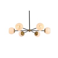 Briggs 36 Inch Pendant In Black And Brass With White Shade