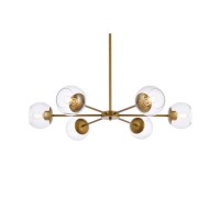 Briggs 36 Inch Pendant In Brass With Clear Shade