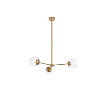 Briggs 32 Inch Pendant In Brass With Clear Shade