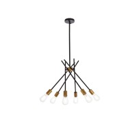 Lucca 23 Inch Pendant In Black And Brass