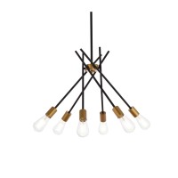 Lucca 23 Inch Pendant In Black And Brass