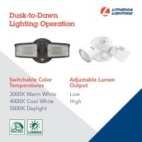 Lithonia Lighting Hgx Led 2Sh Alo Sww2 120 Pe Ddb M2 Homeguard Led Outdoor Security Floodlight, Adjustable Light Output, Switchable Cct, Photocell, 2-Lights, Bronze