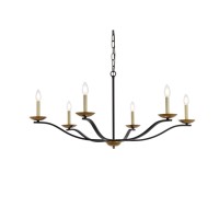 Trey 42 Inch Pendant In Black And Brass