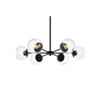 Briggs 30 Inch Pendant In Black With Clear Shade