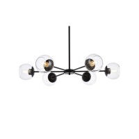 Briggs 36 Inch Pendant In Black With Clear Shade