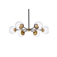 Briggs 30 Inch Pendant In Black And Brass With Clear Shade