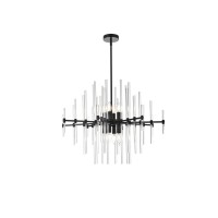 Sienna 31 Inch Crystal Rod Pendant In Black