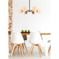 Briggs 30 Inch Pendant In Black And Brass With White Shade