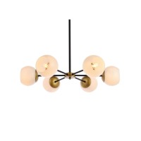 Briggs 30 Inch Pendant In Black And Brass With White Shade