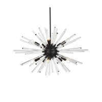 Sienna 32 Inch Crystal Rod Pendant In Black