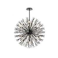 Vera 38 Inch Crystal Starburst Round Pendant In Black