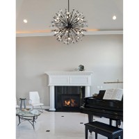 Vera 38 Inch Crystal Starburst Round Pendant In Black