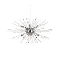 Sienna 32 Inch Crystal Rod Pendant In Chrome