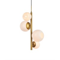 Wells 18 Inch Pendant In Brass With White Shade