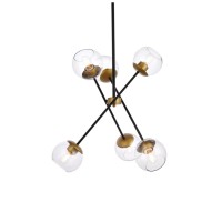 Axl 24 Inch Pendant In Black And Brass With Clear Shade