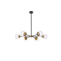 Briggs 36 Inch Pendant In Black And Brass With Clear Shade