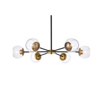 Briggs 36 Inch Pendant In Black And Brass With Clear Shade