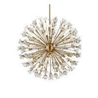 Vera 38 Inch Crystal Starburst Round Pendant In Gold