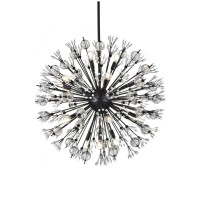 Vera 32 Inch Crystal Starburst Round Pendant In Black