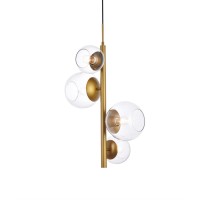 Wells 18 Inch Pendant In Brass With Clear Shade