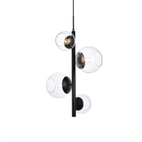 Wells 18 Inch Pendant In Black With Clear Shade