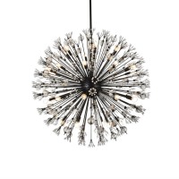 Vera 44 Inch Crystal Starburst Round Pendant In Black