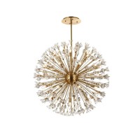 Vera 44 Inch Crystal Starburst Round Pendant In Gold