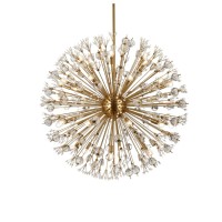 Vera 44 Inch Crystal Starburst Round Pendant In Gold