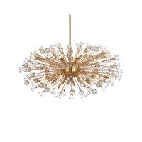 Vera 48 Inch Crystal Starburst Oval Pendant In Gold