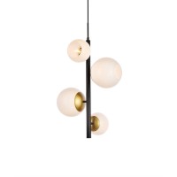 Wells 18 Inch Pendant In Black And Brass With White Shade