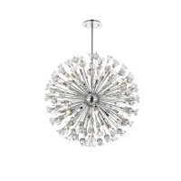 Vera 38 Inch Crystal Starburst Round Pendant In Chrome