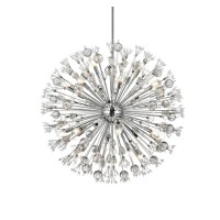 Vera 38 Inch Crystal Starburst Round Pendant In Chrome