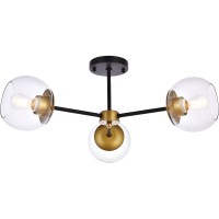 Living District Ld648F26Brk 26 In Briggs Flush Mount With Clear Shade In Black & Brass