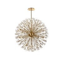 Vera 50 Inch Crystal Starburst Round Pendant In Gold