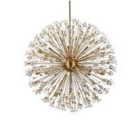 Vera 50 Inch Crystal Starburst Round Pendant In Gold