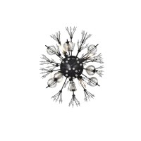 Vera 19 Inch Crystal Starburst Wall Sconce In Black