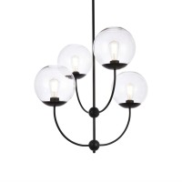 Lennon 31.5 Inch Pendant In Black With Clear Shade