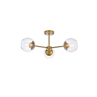 Living District Ld648F26Br 26 In Briggs Flush Mount With Clear Shade In Brass