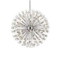 Vera 44 Inch Crystal Starburst Round Pendant In Chrome