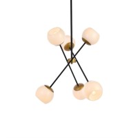 Axl 24 Inch Pendant In Black And Brass With White Shade